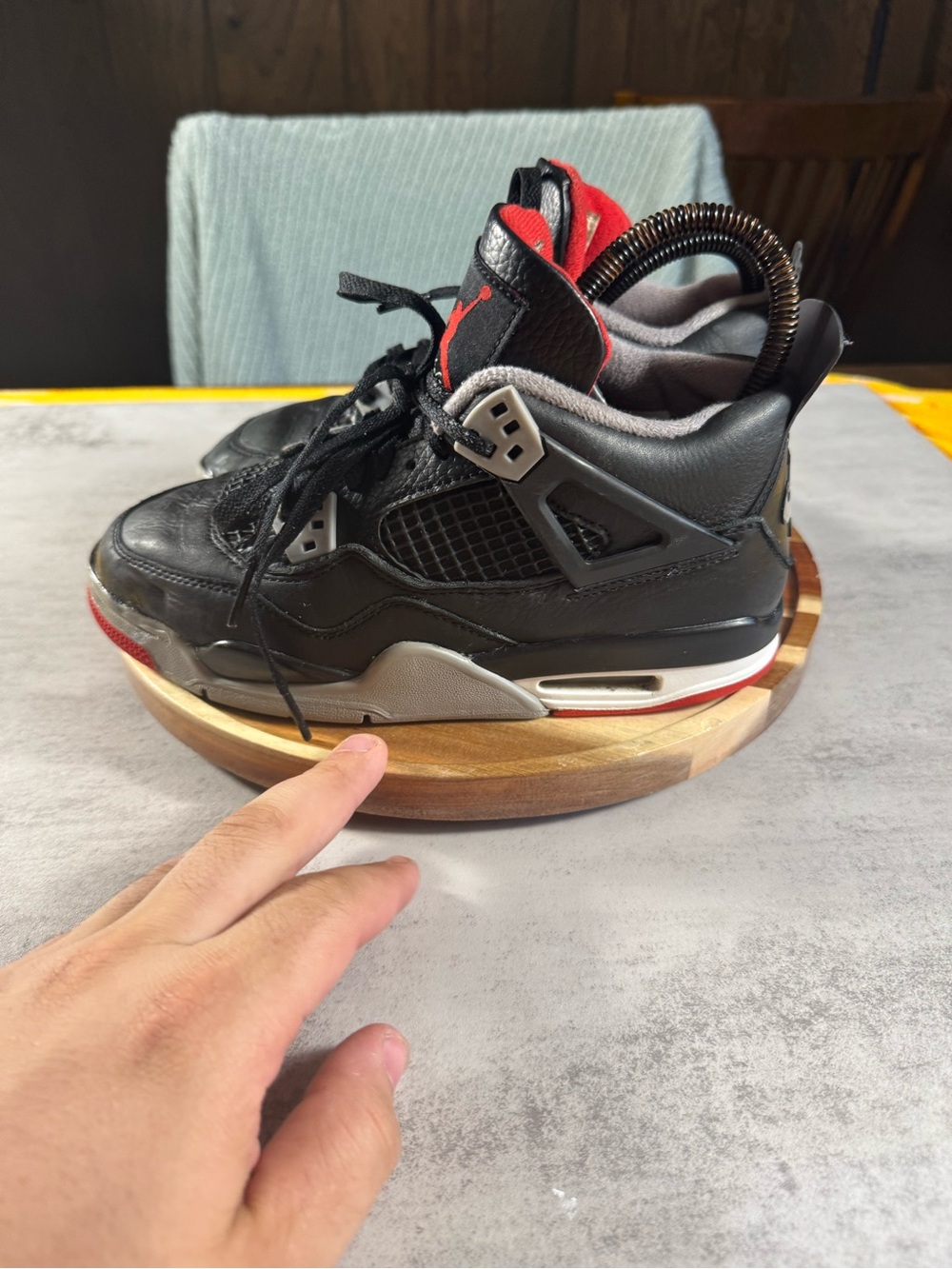 Jordan Air Jordan 4 Kids 5Y Black/Gray/Red Mid Top Leather